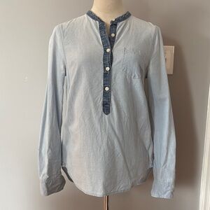J. Crew Light Blue Button-Down Shirt with Dark Blue Trim